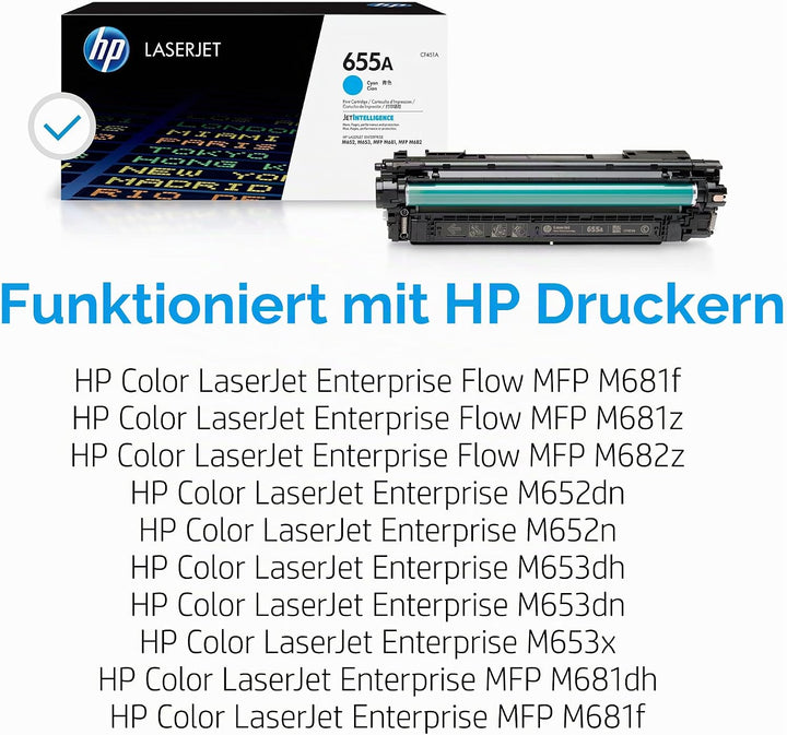 HP 655A (CF451A) Blau Original Toner für HP Color LaserJet Enterprise M652, M653, M681, M682