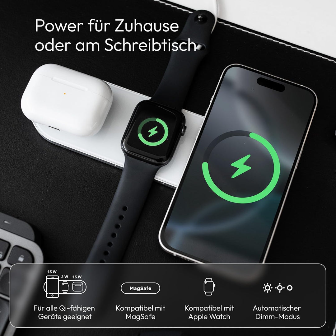 Vonmählen – Aura Home 3in1 kabellose Ladestation für induktives Laden bis 15 W – Wireless Charging S