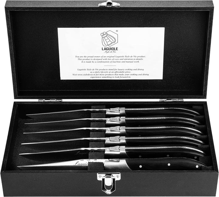 Laguiole Style de Vie Steakmesser Luxury Line, 6-teilig, Ebenholz