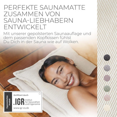 SAUNASOFA Premium Sauna-Matte & Sauna-Kissen Set in Nature | Hitzebeständige Saunamatte zum Liegen a
