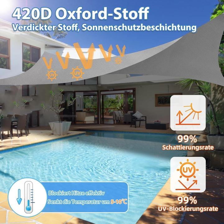 Sonnensegel Wasserdicht &amp; UV-Schutz, Verdickter 420D Oxford-Stoff – Perfekter schattiger Rückzugsort