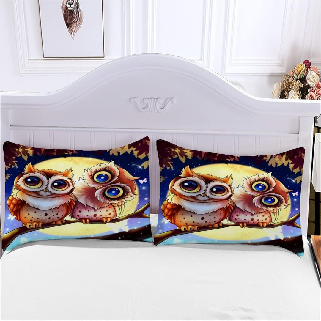 ALABOW Kawaii Eule Bettwäsche Set 135x200 cm 2teilig mit Reissverschluss Weiche und Angenehme Schlaf