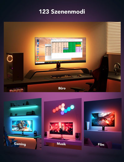 Govee Gaming Light Strip G1, LED Strip PC Hintergrundbeleuchtung, Smart RGBIC LED Streifen für 24-26