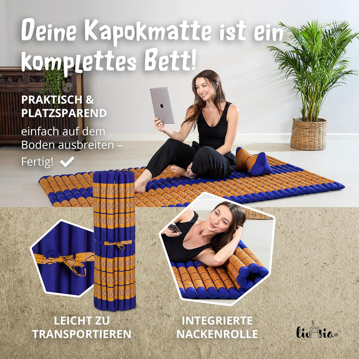 livasia Rollmatte Rollmatratze L-200x110x4,5cm, Gästebett Gästematratze 1 Person, Reisebett Kofferra