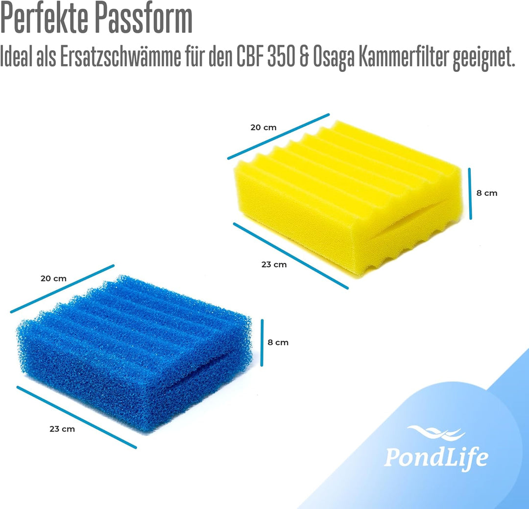 Pondlife 8 STK. Filterschwämme 2 Blaue & 2 gelbe passend für SunSun CBF 350 auch für Osaga
