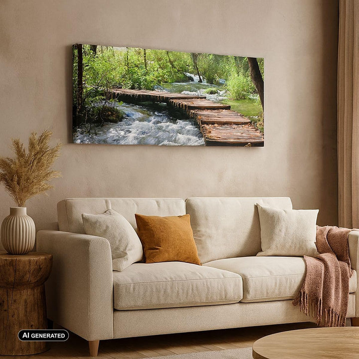 Wandbilder Dekoration Wohnzimmer Park natur grün bäume Panorama Bilder auf Leinwand 120x50cm Leinwan
