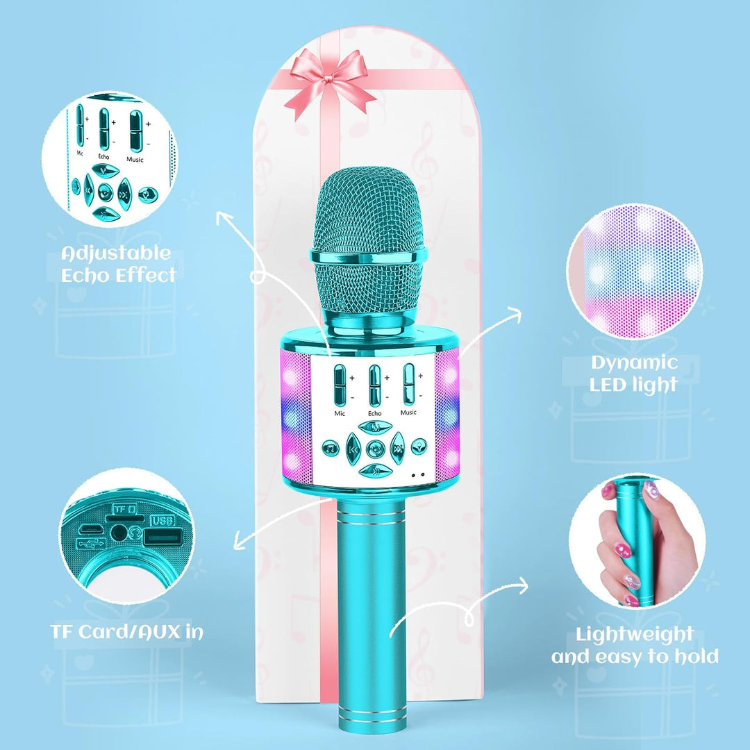 BONAOK Magic Sing Karaoke Mikrofon, Bluetooth Mikrofon Karaoke Kinder, 4 in 1 Sing Microphone, Draht