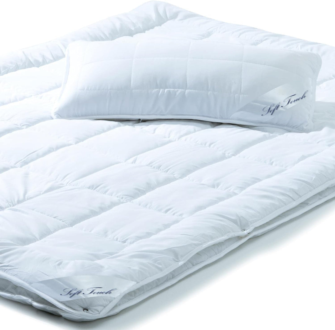 aqua-textil Soft Touch 1x Kopfkissen 40 x 80 cm Set inkl Bettdecke 4 Jahreszeiten 135 x 200 cm Winte