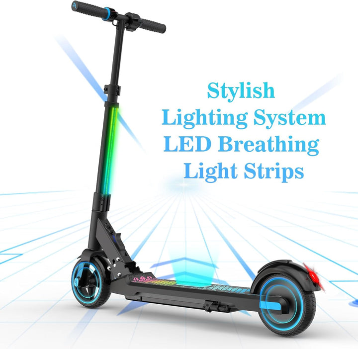 Elektroroller für Kinder im Alter von 6-12 Jahren | Faltbarer E-Scooter mit LED-Display & bunten LED