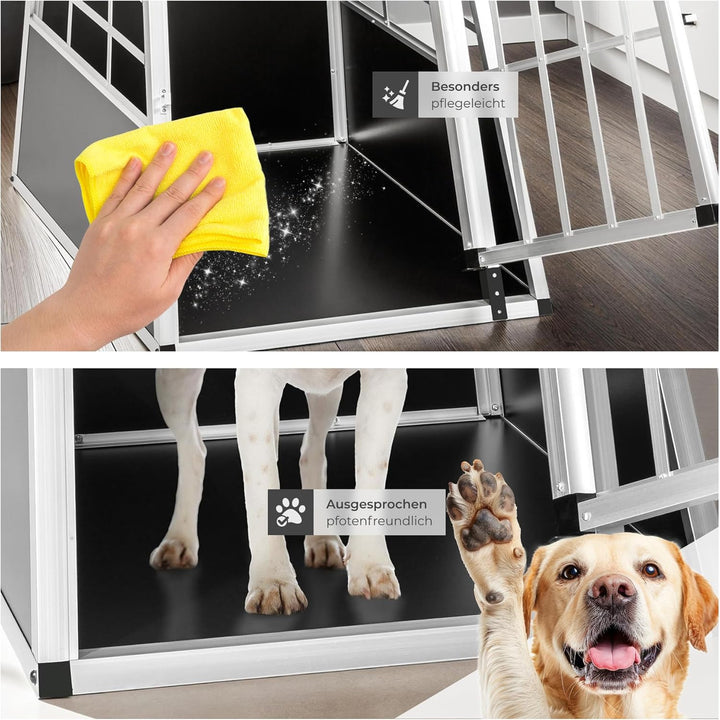 tectake® Hundebox Auto oder Hundebox für Zuhause, Aluminium Hundetransportbox, leicht und stabil, Au