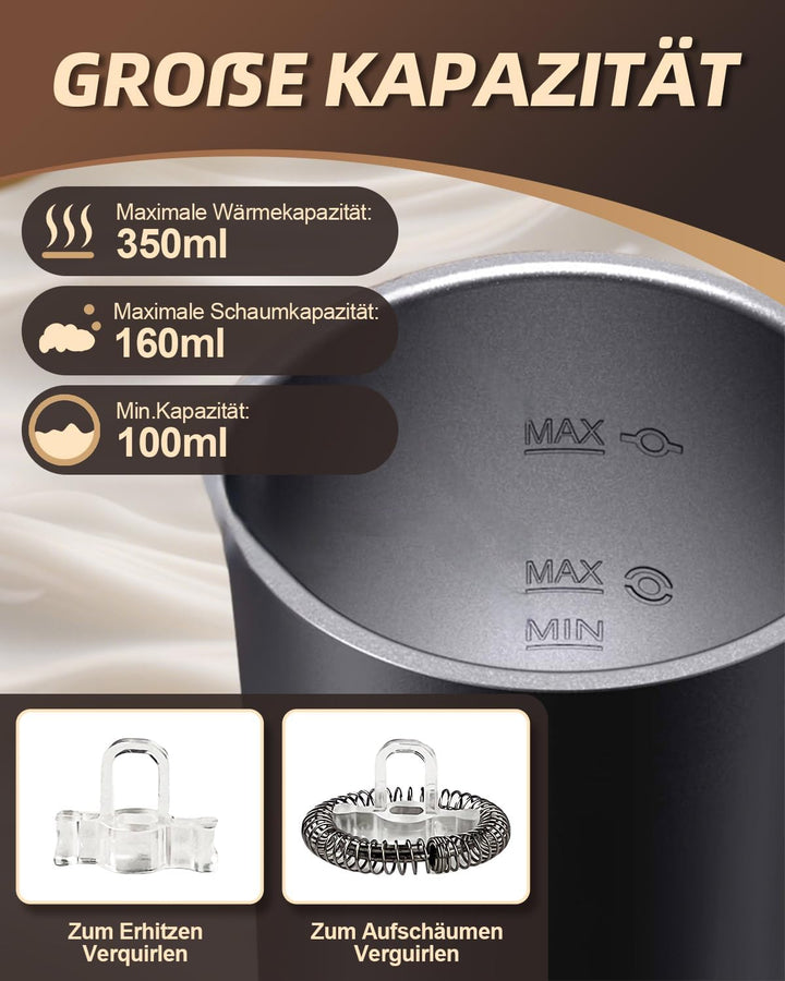 Milchaufschäumer Elektrisch 4 in 1, 500 ML Automatische Induction Milch Frother, 4 Programme für War