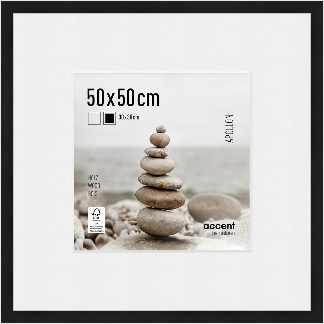 accent by nielsen Holz Bilderrahmen Apollon, 50x50 cm, Schwarz 50 x 50 cm Schwarz, 50 x 50 cm Schwar