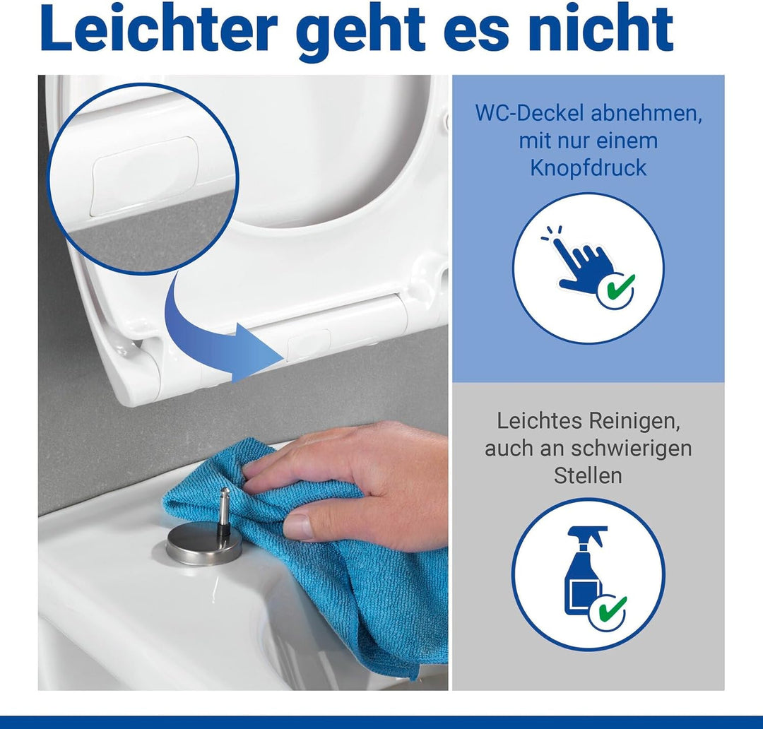 WENKO WC-Sitz Samos Weiss, hygienischer Toilettensitz mit Absenkautomatik, mit Fix-Clip Hygiene-Befe