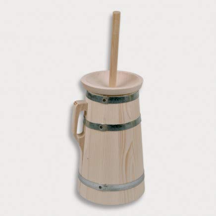 Hofmeister Holzwaren 2X Butterfass aus Holz, für 3 Liter Sahne, Butter selber Machen, authentische B