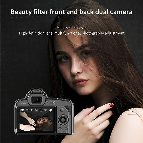 DSLR-Kamera, D5 F=2,7, 2,95 mm, 4K, 64 MP, 16-facher Zoom, Digitalkamera, HD-Nachtsicht, 120° Weitwi