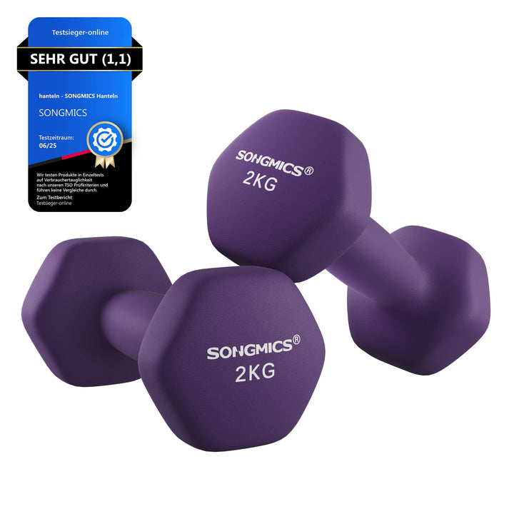 SONGMICS Hanteln, 2er Set,Hantelset, Kurzhanteln, Hexagon, Neopren-Beschichtung, Krafttraining, Work