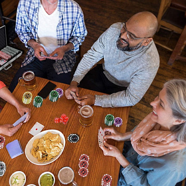 LARS360 Pokerkoffer mit 500 Laser Pokerchips, 11,5g Abschliessbar Pokerkarten Zubehör Deluxe Pokerse