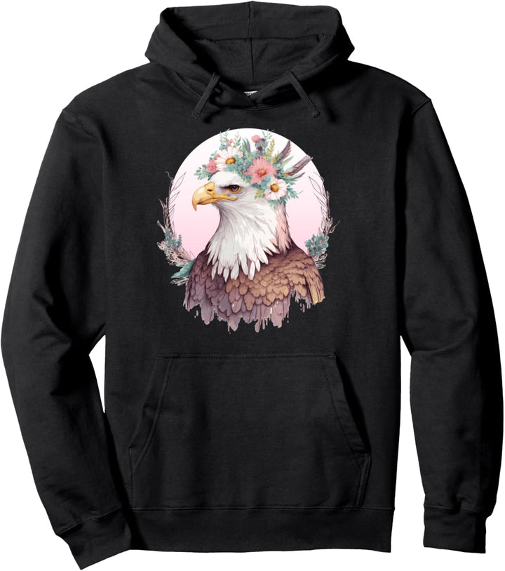 Birds Of Prey Glatzenadler-Blumenkrone, florales Vogel Pullover Hoodie
