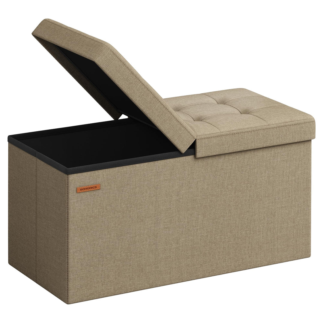 SONGMICS Sitzbank mit Stauraum, klappbare Sitztruhe, Aufbewahrungsbox, 38 x 76 x 38 cm, Deckel klapp