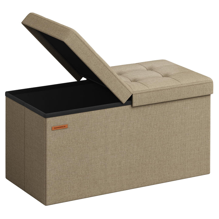 SONGMICS Sitzbank mit Stauraum, klappbare Sitztruhe, Aufbewahrungsbox, 38 x 76 x 38 cm, Deckel klapp