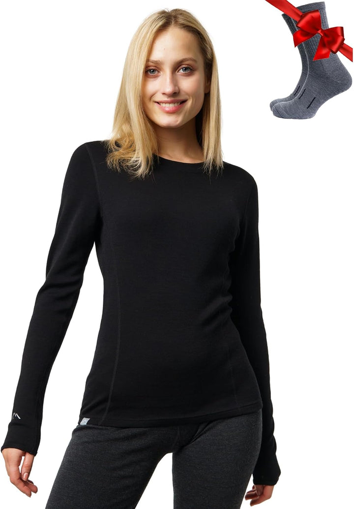 Merino.tech Merino Shirt Damen Langarm - Premium 100% Merino Unterwäsche Damen Langarmshirt, Sportun