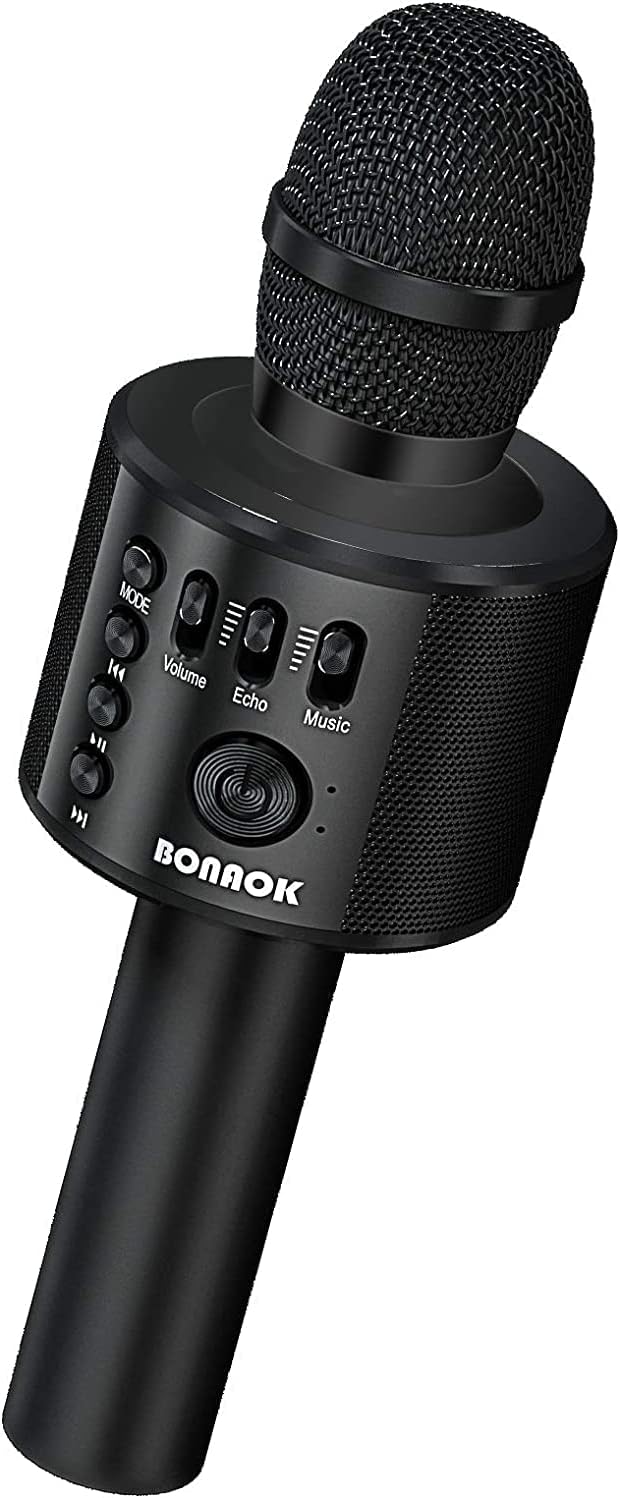 BONAOK Bluetooth Karaoke Mikrophon Erwachsene, Tragbares 3 in 1 Karaoke Mic, Handmikrofon Home Gebur