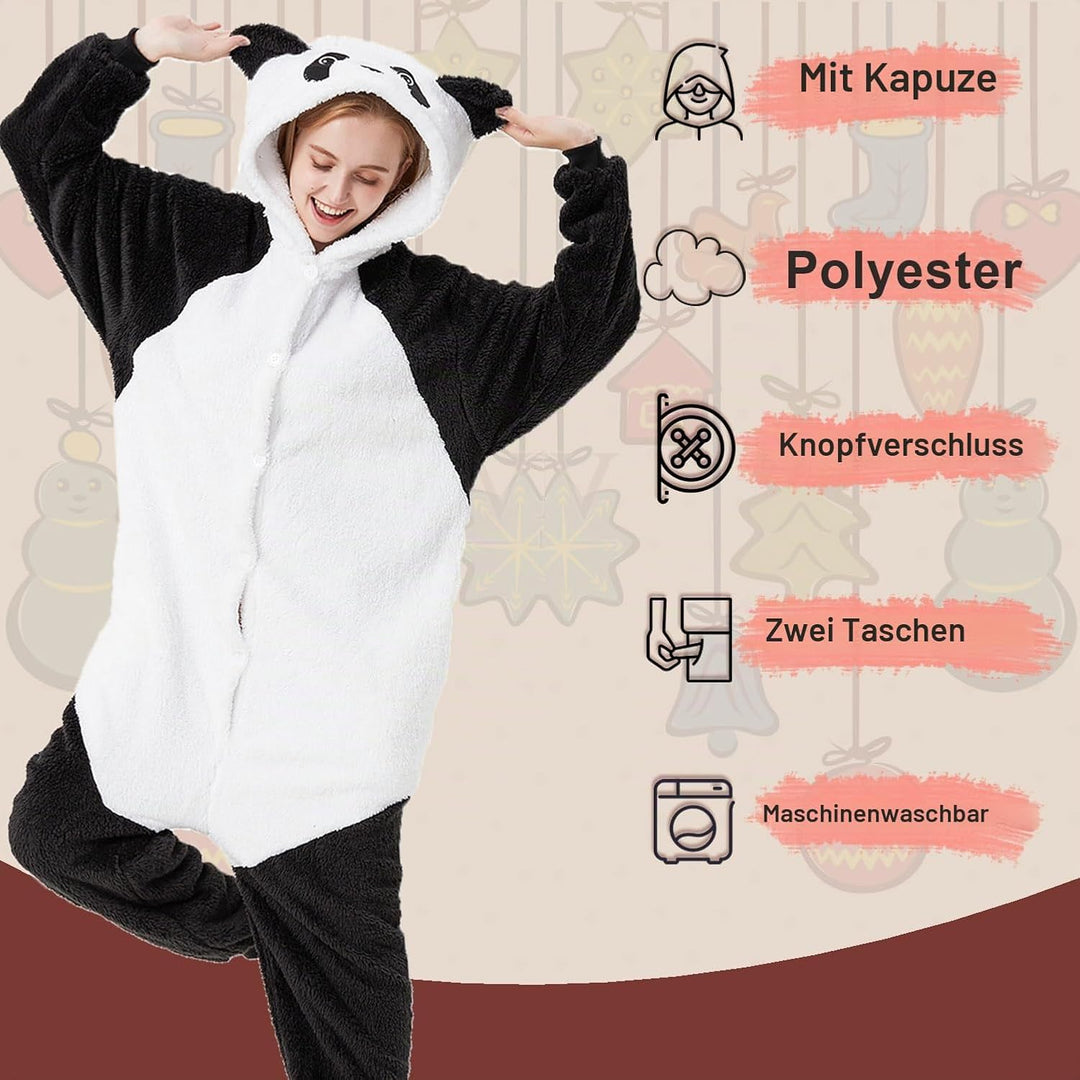 LATH.PIN Pyjamas Jumpsuit Panda Unisex Erwachsene Tier Onesie Cosplay Halloween Karneval Kostüme Dam