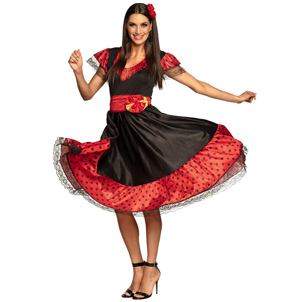 Boland - Erwachsenen-Kostüm Flamenco-Tänzerin, Kleid, Gürtel und Haarschmuck, Spanierin, Set, Karnev