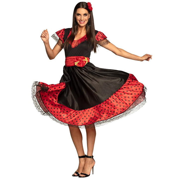Boland - Erwachsenen-Kostüm Flamenco-Tänzerin, Kleid, Gürtel und Haarschmuck, Spanierin, Set, Karnev