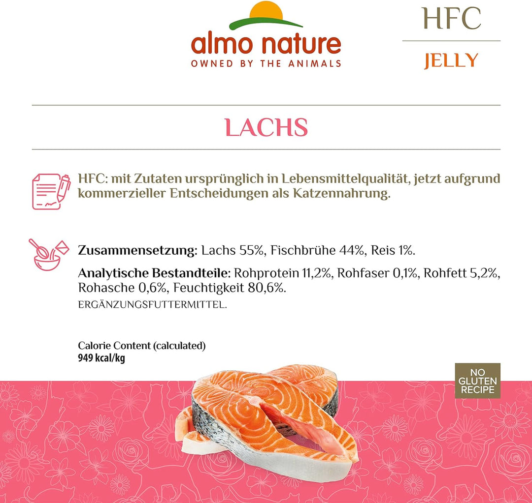 Almo Nature HFC Jelly Katzenfutter nass - Lachs 24er Pack (24 x 70g) Lachs 70 g (24er Pack), Lachs 7