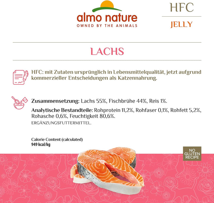 Almo Nature HFC Jelly Katzenfutter nass - Lachs 24er Pack (24 x 70g) Lachs 70 g (24er Pack), Lachs 7