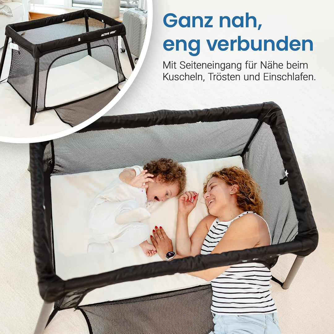 Reisebett Baby mit Matratze &amp; Rucksack – Liegefläche 96×60 cm (0–3 J.) – Aufbau in 15 Sek. – 6 kg le
