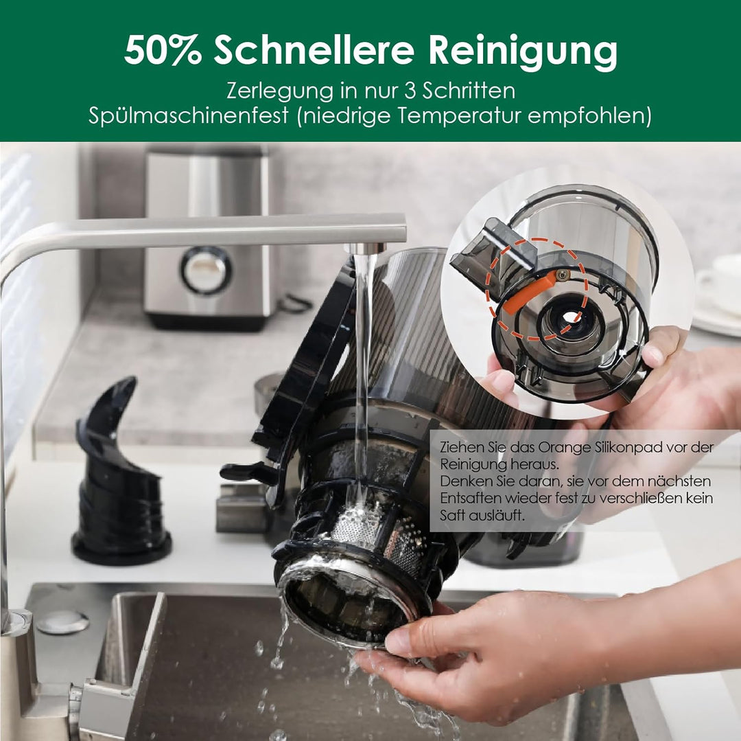 Fretta Entsafter Slow Juicer Entsafter Gemüse und Obst Testsieger, 250W Edelstahl Juicer Machine Saf