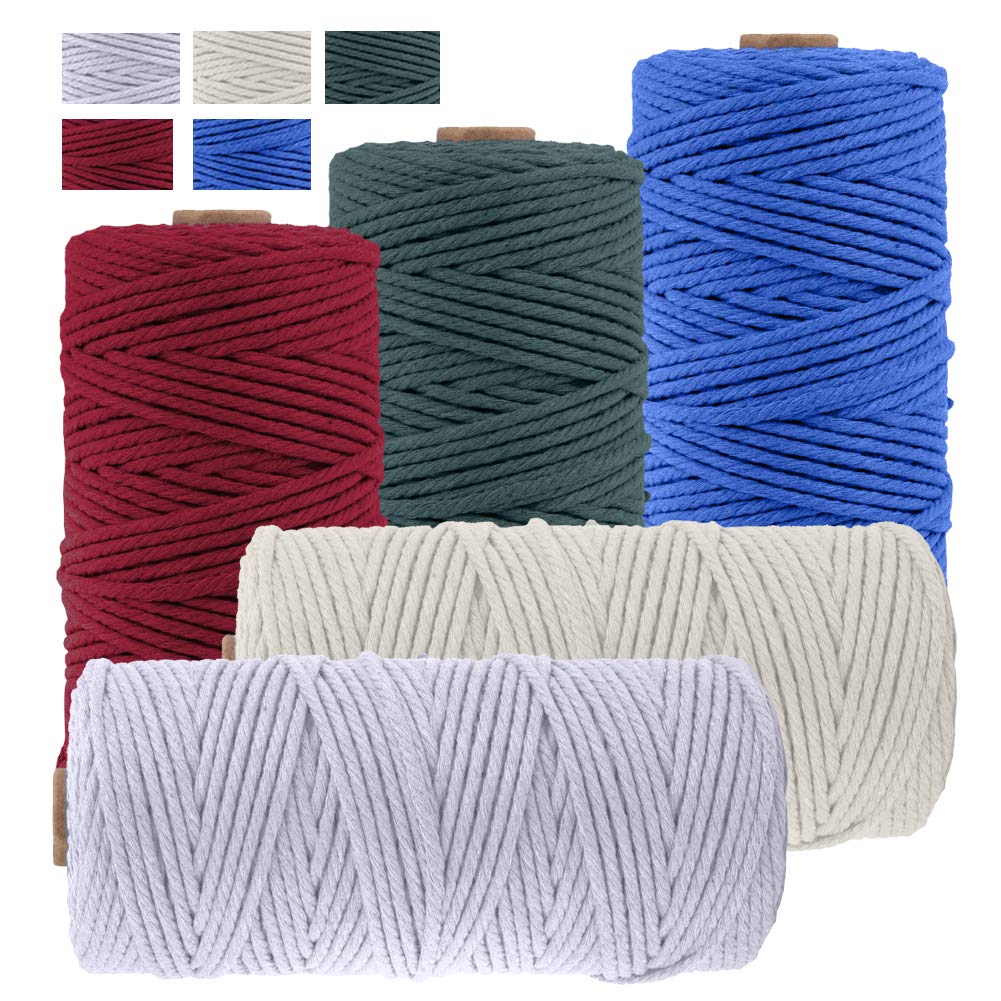 JeogYong 5 Stück Makramee Garn Set, Makramee Garn Baumwollgarn Makramee-Seil Weiches Baumwoll-Seil,