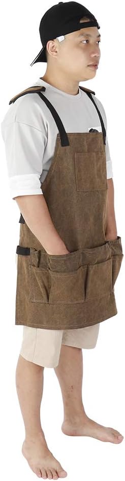 Ymiko Verstellbare Leinwand-Werkzeugschürze mit 11 Werkzeugtaschen für schwere Arbeiten für Frauen u