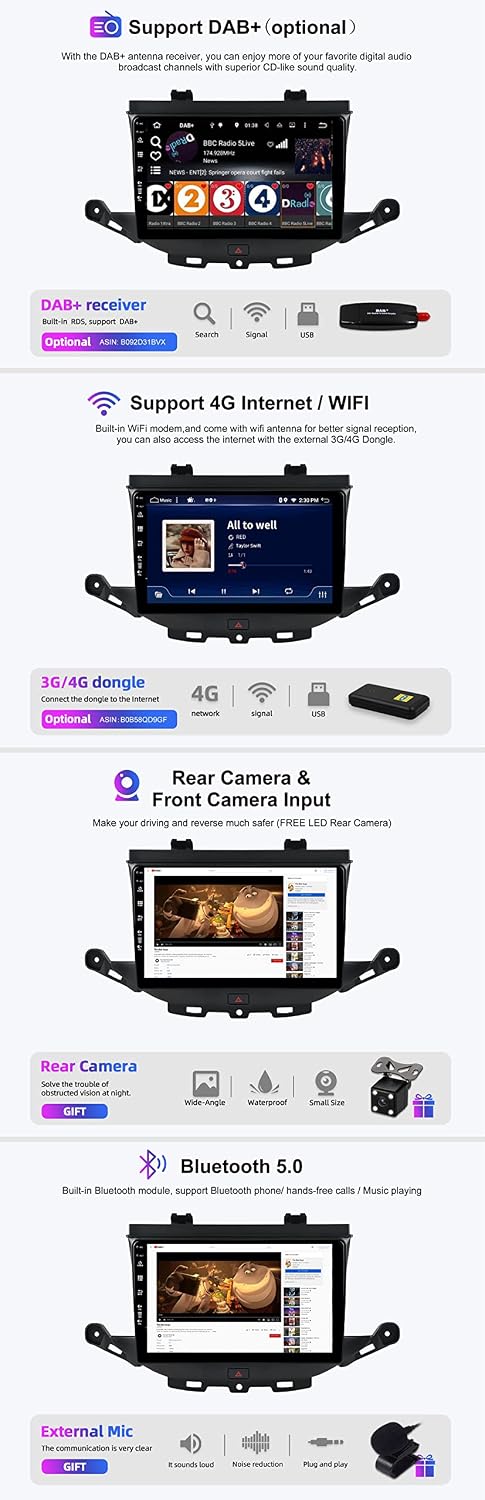 SXAUTO - 6G+128G - Android 12 IPS Autoradio für Vauxhall Astra K/Buick Verano GS (2016-2020) - Einge