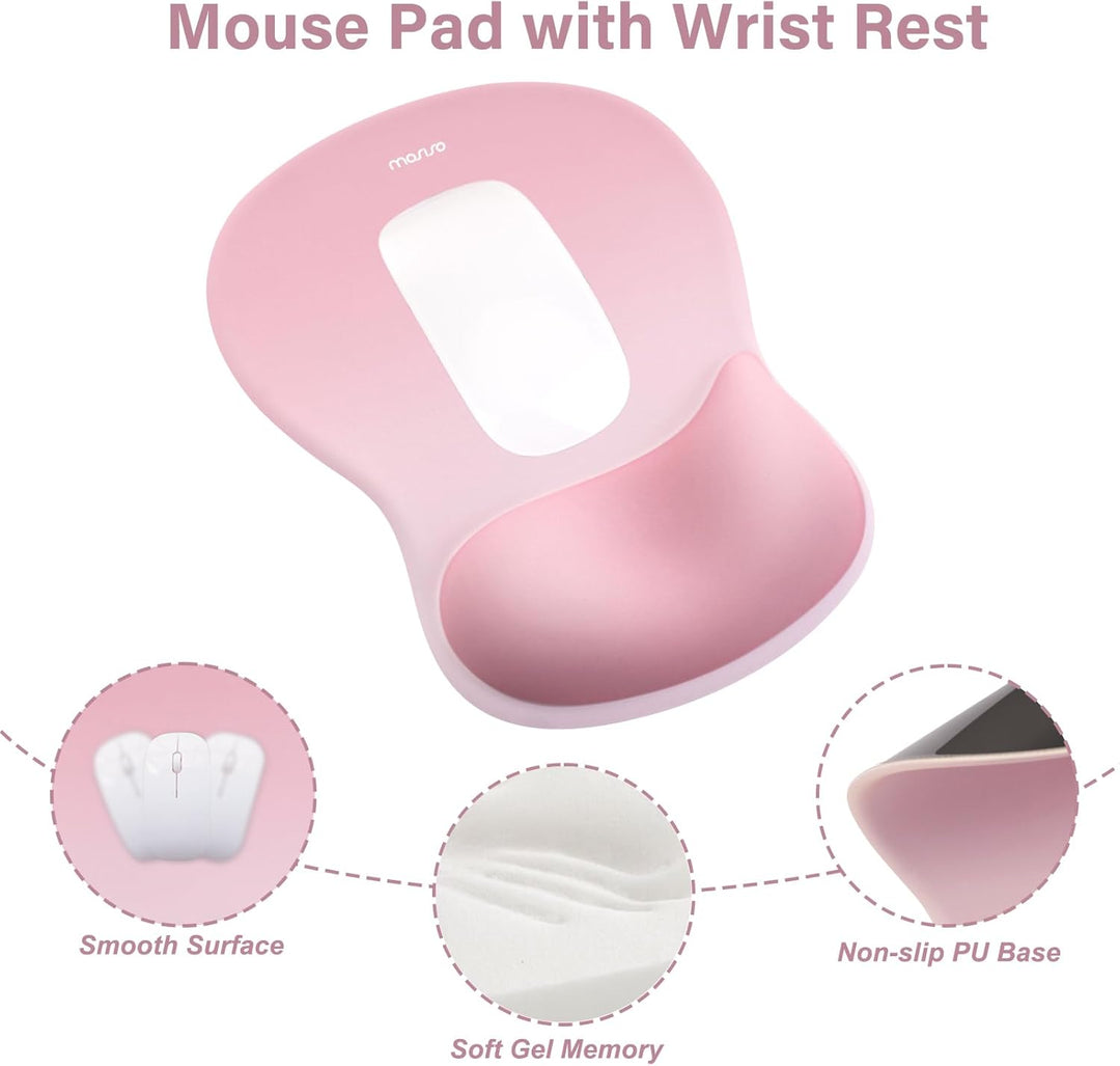 MOSISO Handgelenkstütze für Mauspad&Tastatur Set, Ergonomische Mauspad mit Konkav Gewölbtem Memory S