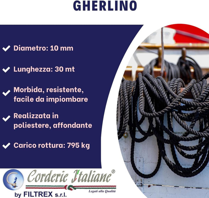 corderie Italiane 6004196 hawser-00 10 mm x 30 m schwarz
