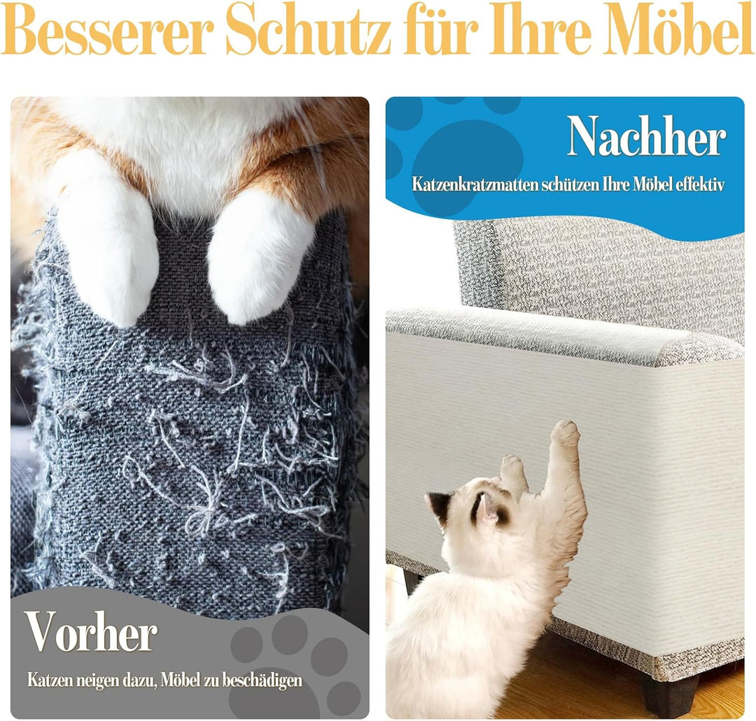 2 Stück Kratzmatte für Katzen, 200cmX40cm Selbstklebend Kratzmatte Katze, DIY Kratzbrett für Katze B