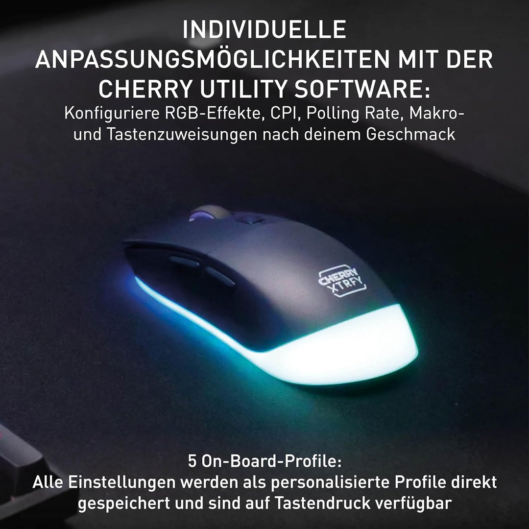 CHERRY XTRFY M50 Wireless, Kabellose Gaming-Maus, Verbindung über 2.4 GHz Funk, Bluetooth & Kabel, E