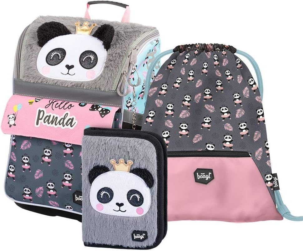 Baagl Schulranzen Mädchen Set 3 Teilig - Zippy Schultasche ab 1. Klasse - Grundschule Ranzen mit Bru