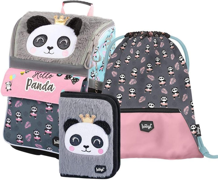 Baagl Schulranzen Mädchen Set 3 Teilig - Zippy Schultasche ab 1. Klasse - Grundschule Ranzen mit Bru
