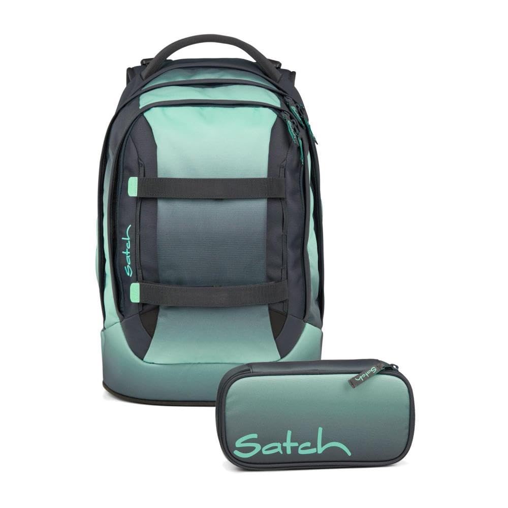 Satch pack Schulrucksack Set 2tlg. inkl. Schlamperbox (Gradient Mint), Gradient Mint