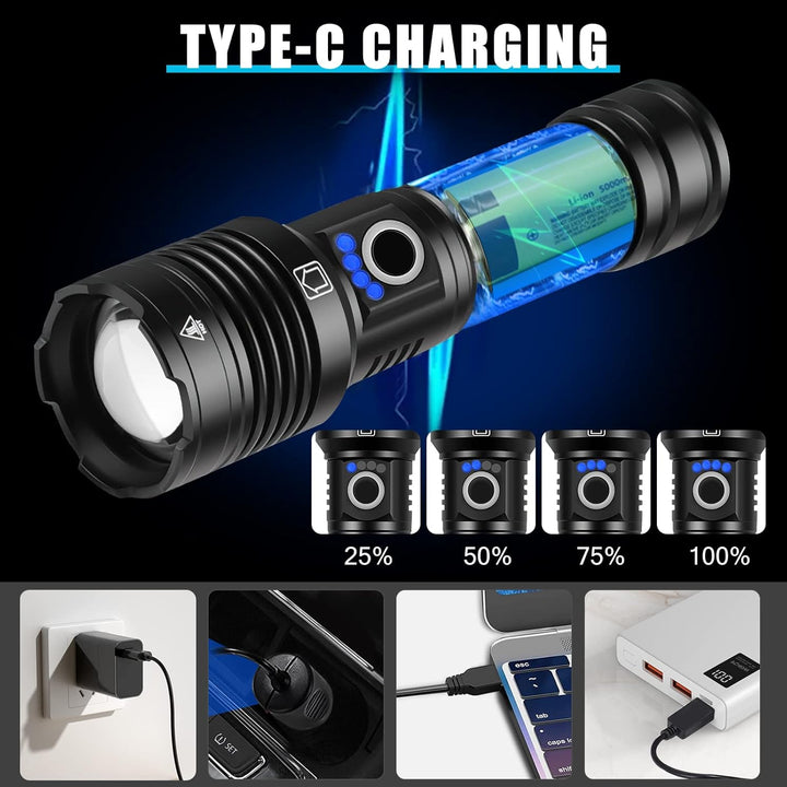 KEPEAK 5000 Lumen Led Taschenlampe Koffer-Set Ideal für Outdoor Camping, Extrem Hell Taschenlampe Le