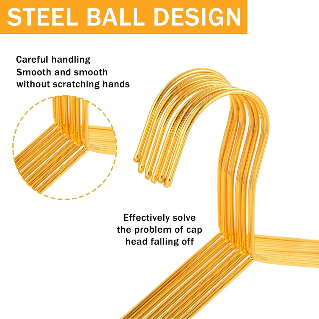 YEXEXINM 30er-Pack Goldene Metallbügel, 42cm Edelstahl Kleiderbügel mit Kugelspitzen, 3,0mm Dicke Ro
