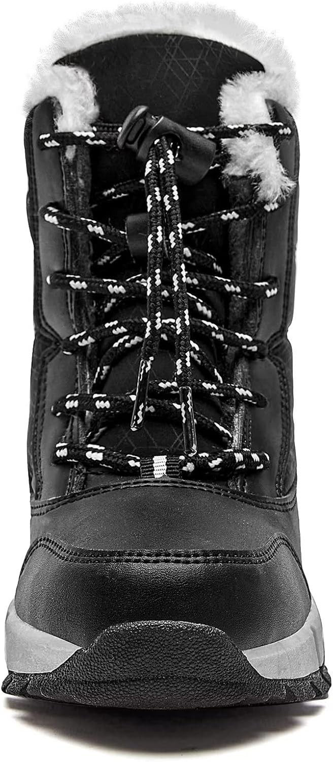 HOBIBEAR Kinder Winterstiefel Schneestiefel Winter Outdoor Warme Stiefel Jungen Mädchen 35 EU Schwar