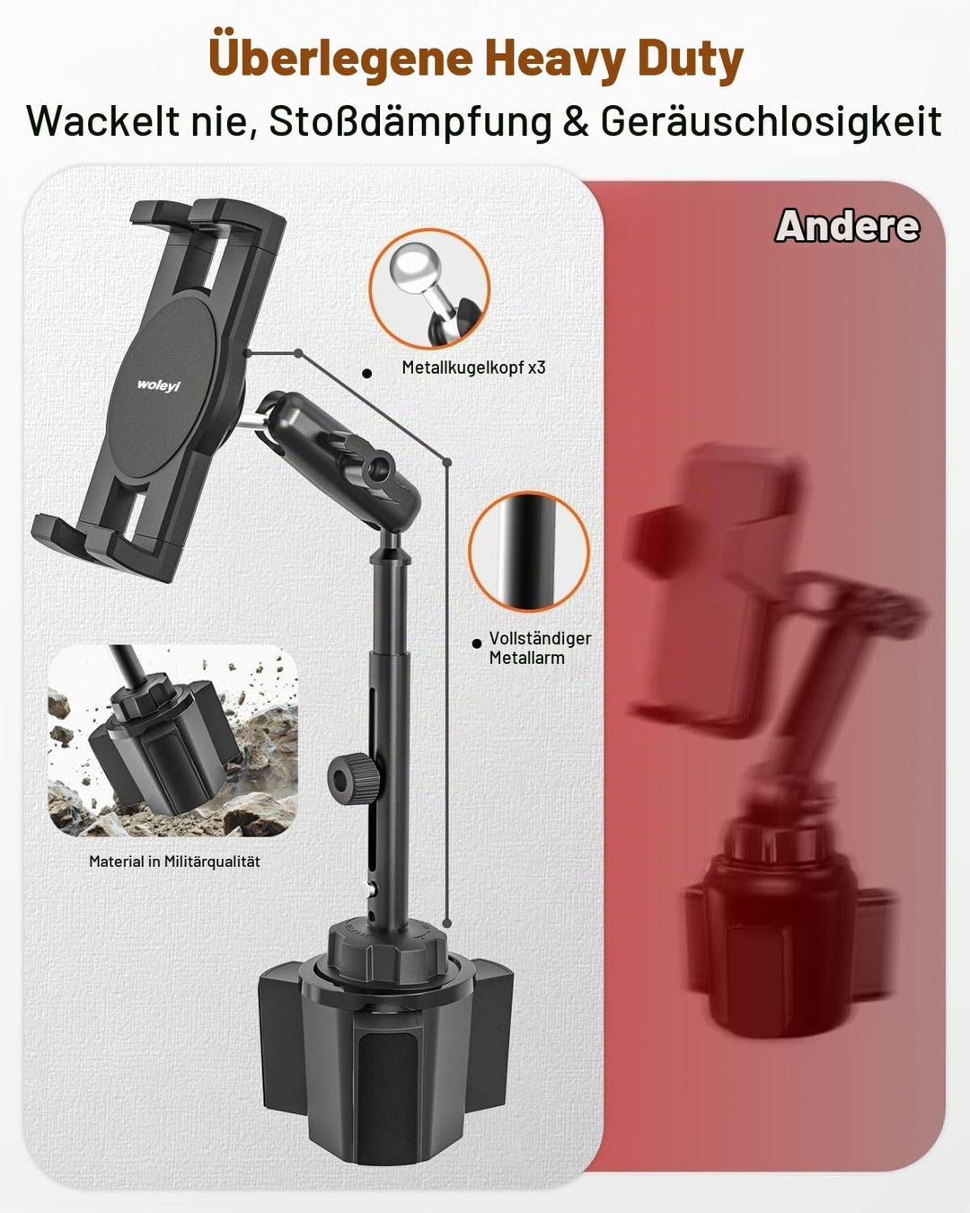 Tablet Halterung Auto Getränkehalter [Ausziehbarer Metallarm] LKW KFZ Becherhalter Tablet Halterung