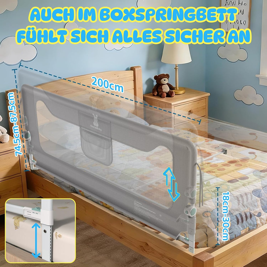 Soontrans Rausfallschutz Bett, Sanfter Halt für Wachsende Kinder &amp; Familienbett, Klappbar &amp; Höhenver