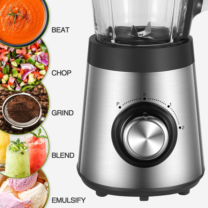 CCN Standmixer 500W Energie Smoothie Maker mit 1,5L Hitzebeständiger Glasbehälter, Blender mit Ice C