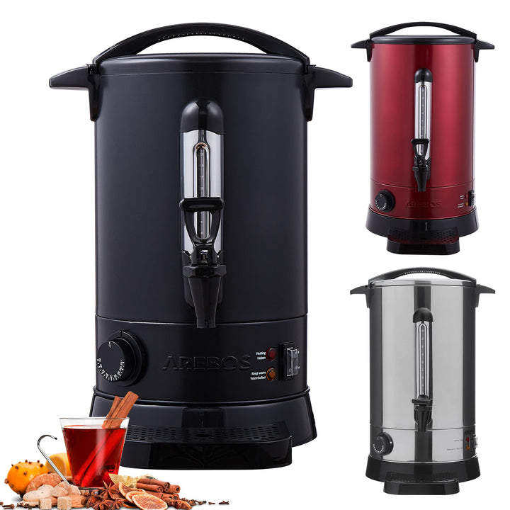 Arebos Glühweinkocher 1650W |Heissgetränkespender| 20L| Auffangschale,Auslasshahn,Thermostat,Überhit